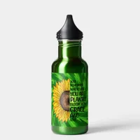 Inspirational Quote and Hand Drawn Sunflower Water Bottle