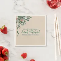 Blush Sage Floral Wedding Napkins