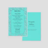 Elegant Romantic Daisy Turquoise Wedding Laminated Menu
