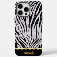 Black and white animal print fabric iPhone 16 pro max case