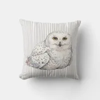 Watercolor Snowy Owl Wildlife Pillow Cover