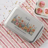 Floral Bloom Pretty Cottagecore Personalized Cake Pan