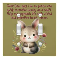 Rabbit Woodland Kids Christian Prayer on Green | Light Switch Cover