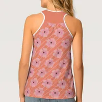 Pink Flowers And Stripes Tank Top