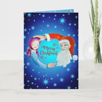 Magical Santa Claus and Dreaming Baby Girl Card