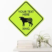 Create Your Own Graphic Neon Yellow Green Crossing Metal Sign