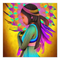 Native American Little Girl AI Art Photo Print
