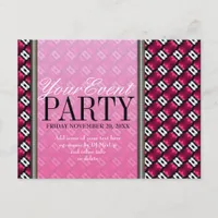 Pink Black Modern Funk Party Invitation template