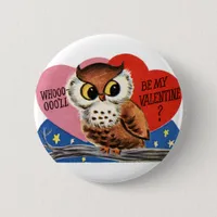 Vintage Owl Valentine Button
