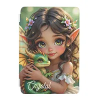 Brown Eyed Elven Fairy and Dragon Personalized iPad Mini Cover
