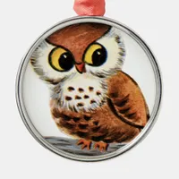 Vintage Owl Metal Ornament