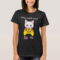 Play With Me Cartoon Gamer Cat Controller T-Shirt