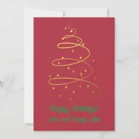 Abstract Sparkling Gold Christmas Tree Holiday Card