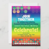 Rainbow Groovy Birthday Party  Invitation