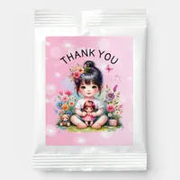 Pretty Personalized Asian Girl and Doll Birthday Margarita Drink Mix