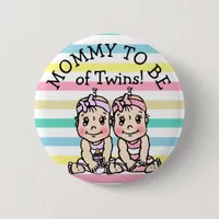 Mom to be of Twins, Baby Shower Button