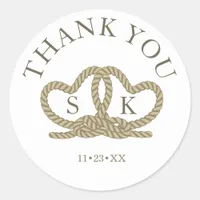 Tie The Knot Wedding Thank You Gold ID678 Classic Round Sticker