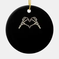 Skeleton Hand Hearts Design Ceramic Ornament