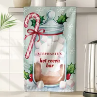 Hot Cocoa Bar Cute Personalized Christmas Kitchen Towel