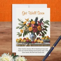 Floral Bouquet with Fruit Get Well Soon Card