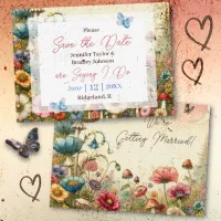 Pretty Cottage Core Vintage Wedding Save the Date Invitation