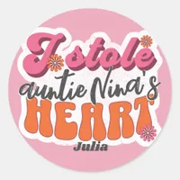 Retro Groovy Stole Heart Newborn Baby Girl Classic Round Sticker