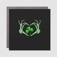 Skeleton Hand Heart Shamrock St Patricks Day Paddy Car Magnet