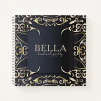 Black and Gold Luxury Chic Baroque Business Name Notebook