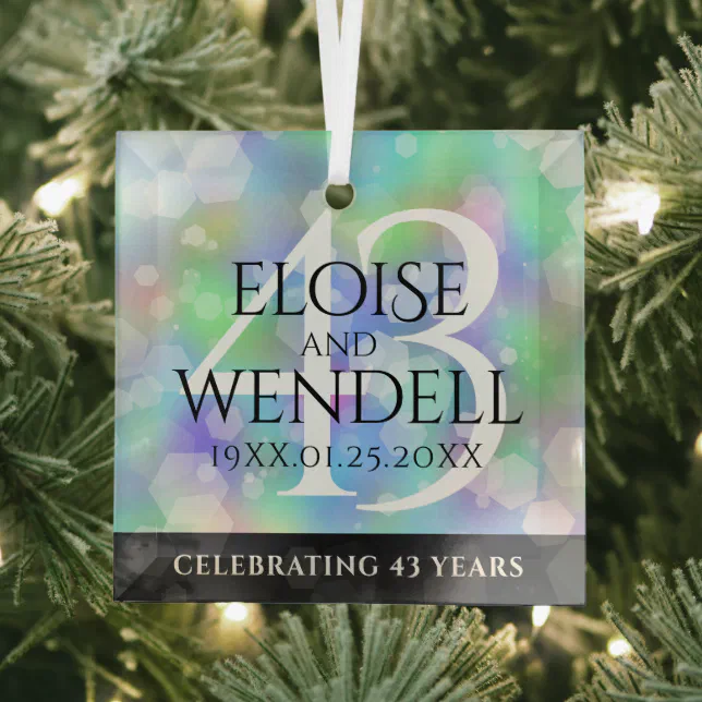 Elegant 43rd Opal Wedding Anniversary Celebration Glass Ornament