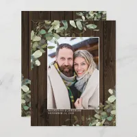 Budget Rustic Wood Eucalyptus Photo Save the Date