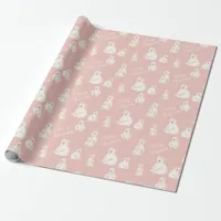 Cute polar bears Merry Christmas blush pink Wrapping Paper