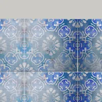 Blue Mosaic Medallion Distressed Stone-Look  Ceramic Tile