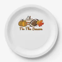 Tis The Season Thanksgiving Leaf Spice Football Fa Paper Plates