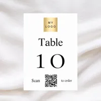 White black business logo QR code table number