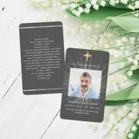 Gray light photo cross funeral prayer card