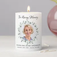 Memorial Eucalyptus Photo Loving Memory Funeral  Pillar Candle