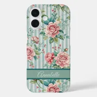 Cottage Rose Floral Aqua iPhone / iPad case