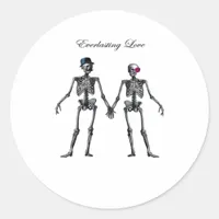 Gothic Skeleton Couple (White) Classic Classic Round Sticker