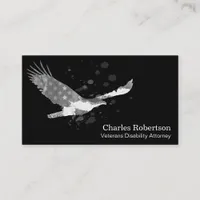 *~* USA Flag American Eagle Gray Grey on Black Business Card