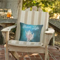 Conch Shell "Beach Life"  Outdoor Pillow