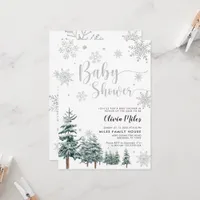 Winter Baby shower invitation silver glitter