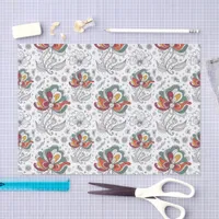 Floral Abstract Doodle Art Style Green Red Yellow  Tissue Paper