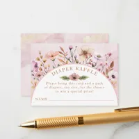 Dusty Pink Wildflower Diaper Raffle Card – Boho Fl