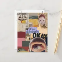 Going to Be Okay Surreal Mixed Media Collage Postcard