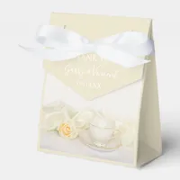 Tea Cup and White Rose Wedding Favor Boxes