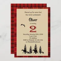 Lumberjack 2nd birthday party invitation