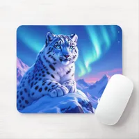 Stunning Snow Leopard on Mountain Rock Mouse Pad