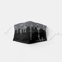 Monogram Metallic Black Dripping Glitter Icing Adult Cloth Face Mask