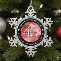 Elegant 40th Ruby Wedding Anniversary Celebration Snowflake Pewter Christmas Ornament