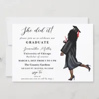 Modern Minimalist Photo She Did It Graduation Invitation